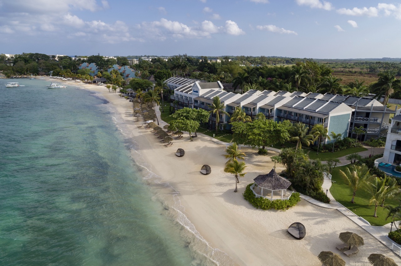 Sandals Negril aerial beach view